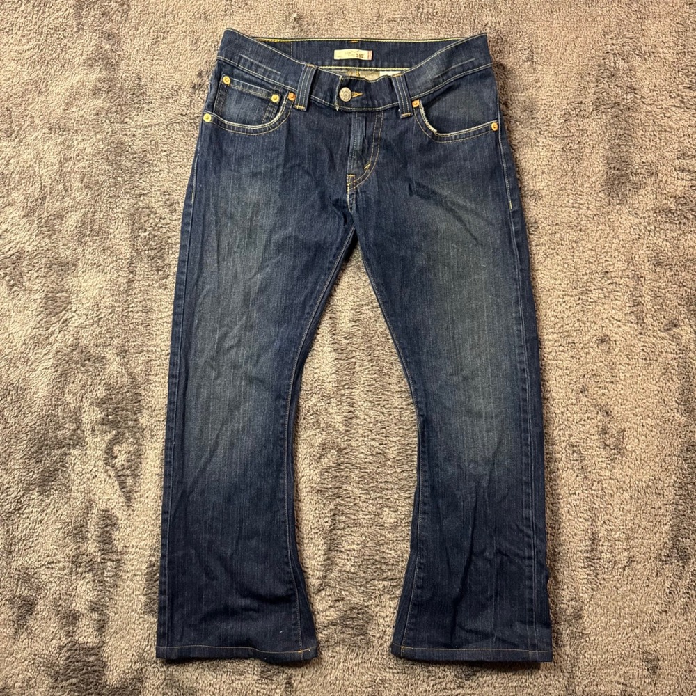 Levis 542 Low Flare Jeans Womens 12M Dark Wash Flap Pocket Y2K Denim